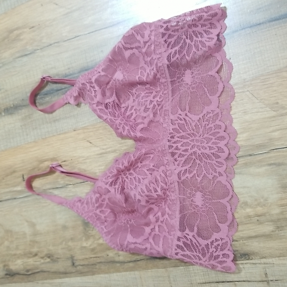 PINK by VICTORIA'S SECRET Lilac Purple Floral Lace Bralette - (Size AA-B) - Picture 1 of 8